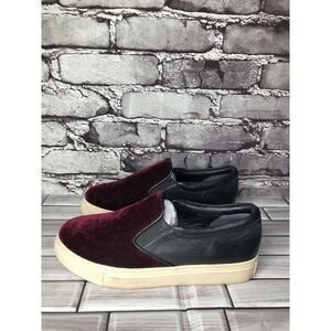 Barney’s New York Red Velvet Suede Slip On Casual Sneakers Shoes Women 36EU/6M U